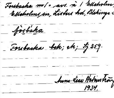 Bild på arkivkortet för arkivposten Forsbacka nr