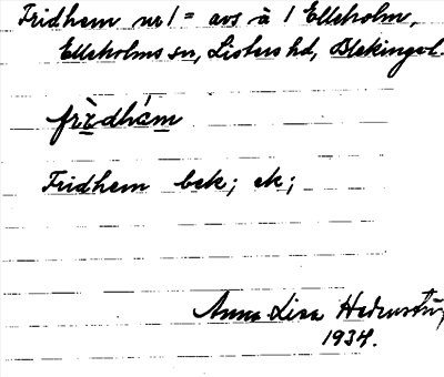Bild på arkivkortet för arkivposten Fridhem nr