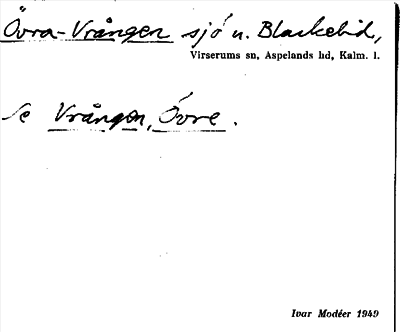 Bild på arkivkortet för arkivposten Övra-Vrången, se Vrången. Övre
