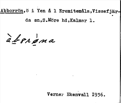 Bild på arkivkortet för arkivposten Abborrön