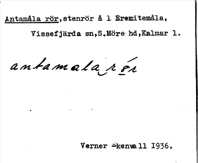 Bild på arkivkortet för arkivposten Antamåla rör