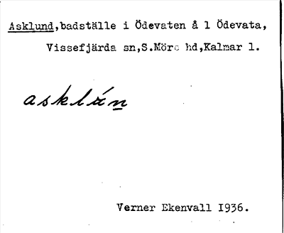 Bild på arkivkortet för arkivposten Asklund