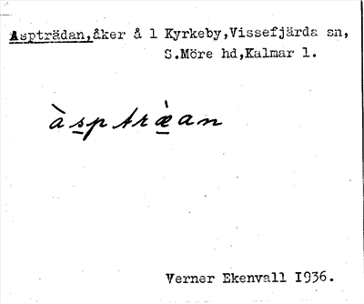 Bild på arkivkortet för arkivposten Aspträdan