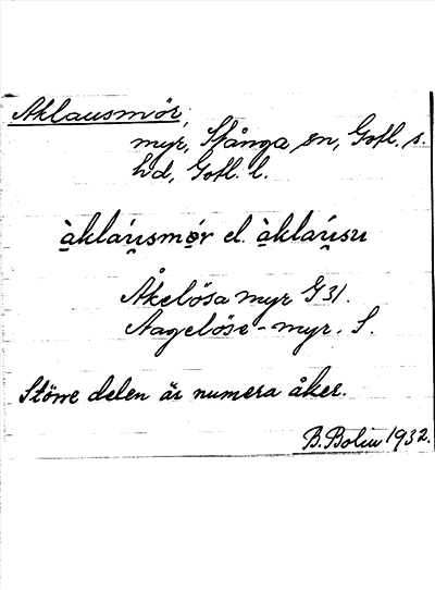 Bild på arkivkortet för arkivposten Aklausmör