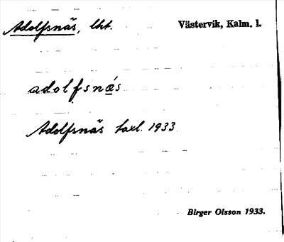 Bild på arkivkortet för arkivposten Adolfsnäs