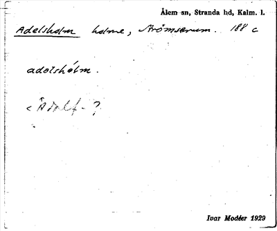 Bild på arkivkortet för arkivposten Adelsholm