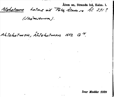Bild på arkivkortet för arkivposten Aleholmen