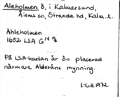 Bild på arkivkortet för arkivposten Aleholmen