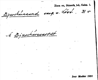 Bild på arkivkortet för arkivposten Bjurskärssand, se Bjurskärsvarpet