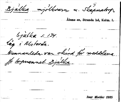 Bild på arkivkortet för arkivposten Bjälka