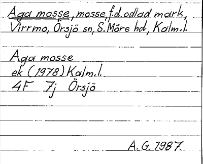 Bild på arkivkortet för arkivposten Aga mosse