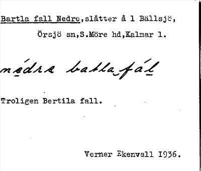 Bild på arkivkortet för arkivposten Bartla fall Nedre