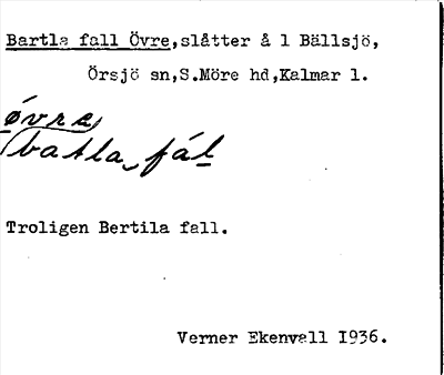 Bild på arkivkortet för arkivposten Bartla fall Övre