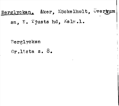 Bild på arkivkortet för arkivposten Berglyckan
