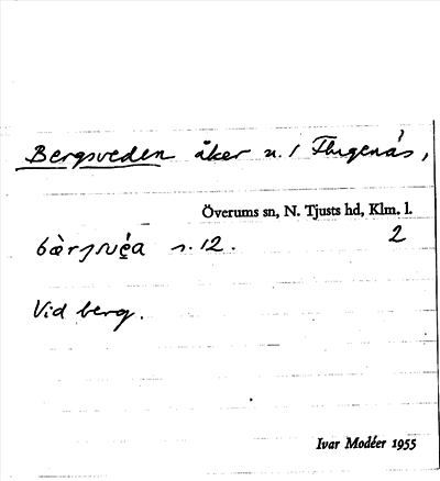 Bild på arkivkortet för arkivposten Bergsveden