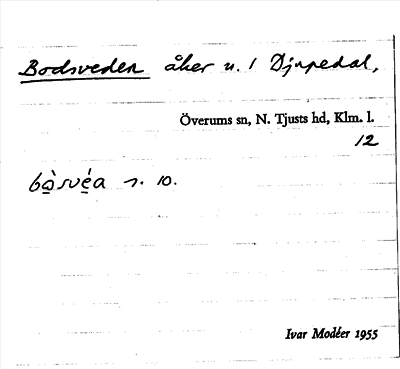 Bild på arkivkortet för arkivposten Bodsveden