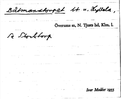 Bild på arkivkortet för arkivposten Båtmanstorpet, se Stocktorp