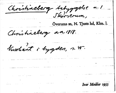 Bild på arkivkortet för arkivposten Christineberg