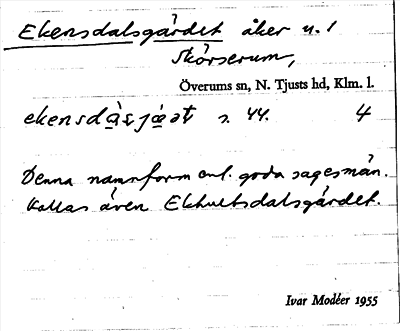 Bild på arkivkortet för arkivposten Ekensdalsgärdet