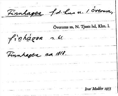 Bild på arkivkortet för arkivposten Finnhagen