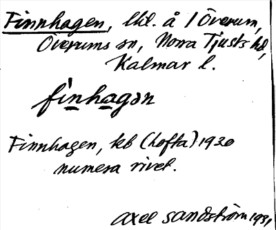 Bild på arkivkortet för arkivposten Finnhagen