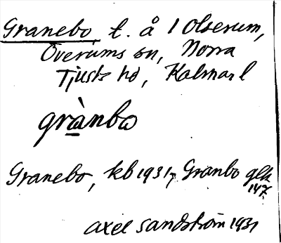 Bild på arkivkortet för arkivposten Granebo