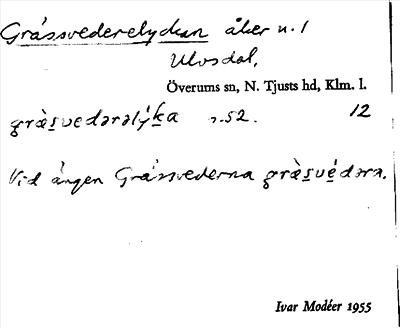 Bild på arkivkortet för arkivposten Grässvederelyckan
