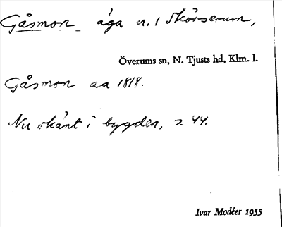 Bild på arkivkortet för arkivposten Gåsmon