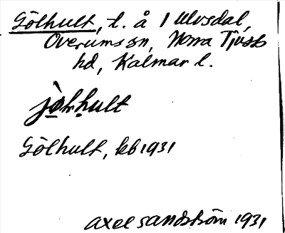Bild på arkivkortet för arkivposten Gölhult