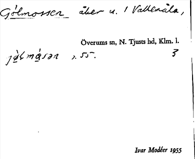 Bild på arkivkortet för arkivposten Gölmossen