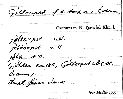 Bild på arkivkortet för arkivposten Göltorpet
