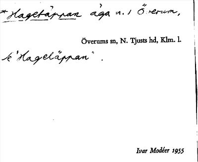 Bild på arkivkortet för arkivposten *Hagetäppan, se »Hageltäppan»