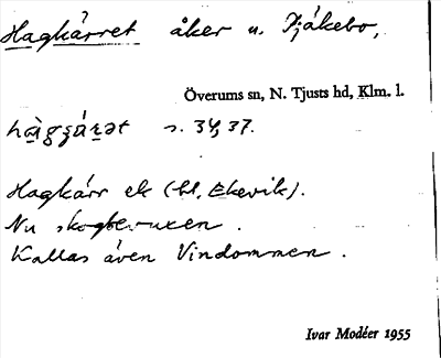 Bild på arkivkortet för arkivposten Hagkärret