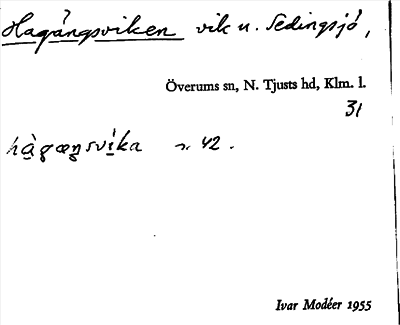 Bild på arkivkortet för arkivposten Hagängsviken