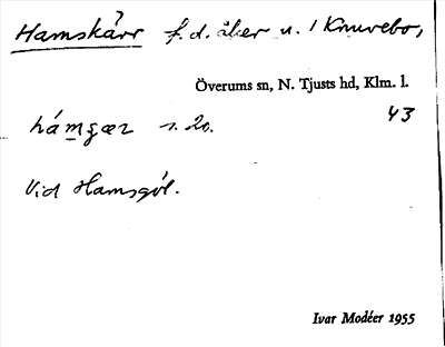 Bild på arkivkortet för arkivposten Hamskärr