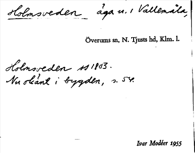 Bild på arkivkortet för arkivposten Holmsveden
