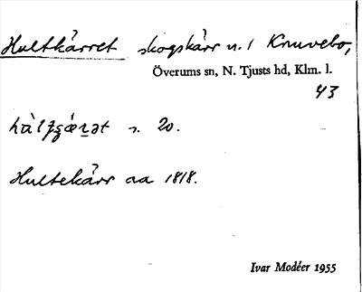 Bild på arkivkortet för arkivposten Hultkärret