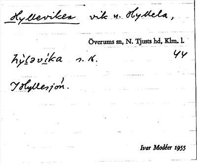 Bild på arkivkortet för arkivposten Hylleviken