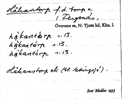 Bild på arkivkortet för arkivposten Håkantorp