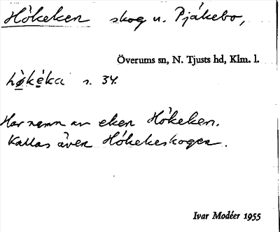 Bild på arkivkortet för arkivposten Hökeken