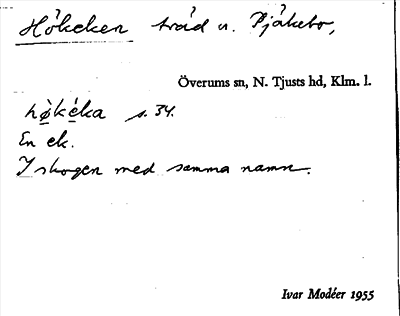Bild på arkivkortet för arkivposten Hökeken