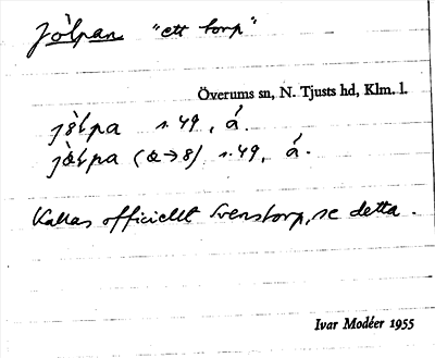 Bild på arkivkortet för arkivposten Jölpan