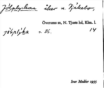 Bild på arkivkortet för arkivposten Jölplyckan
