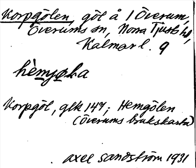 Bild på arkivkortet för arkivposten Korpgölen