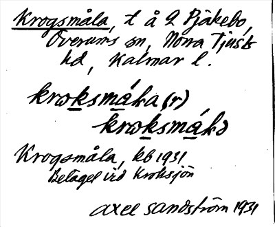 Bild på arkivkortet för arkivposten Krogsmåla