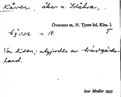 Bild på arkivkortet för arkivposten Kåven