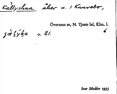 Bild på arkivkortet för arkivposten Källyckan