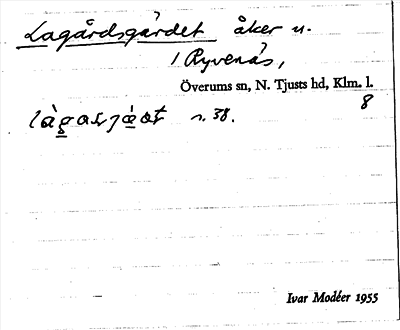 Bild på arkivkortet för arkivposten Lagårdsgärdet