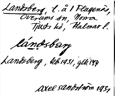 Bild på arkivkortet för arkivposten Landsberg