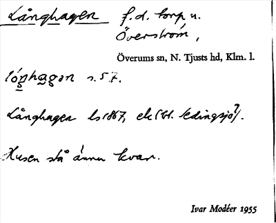 Bild på arkivkortet för arkivposten Långhagen